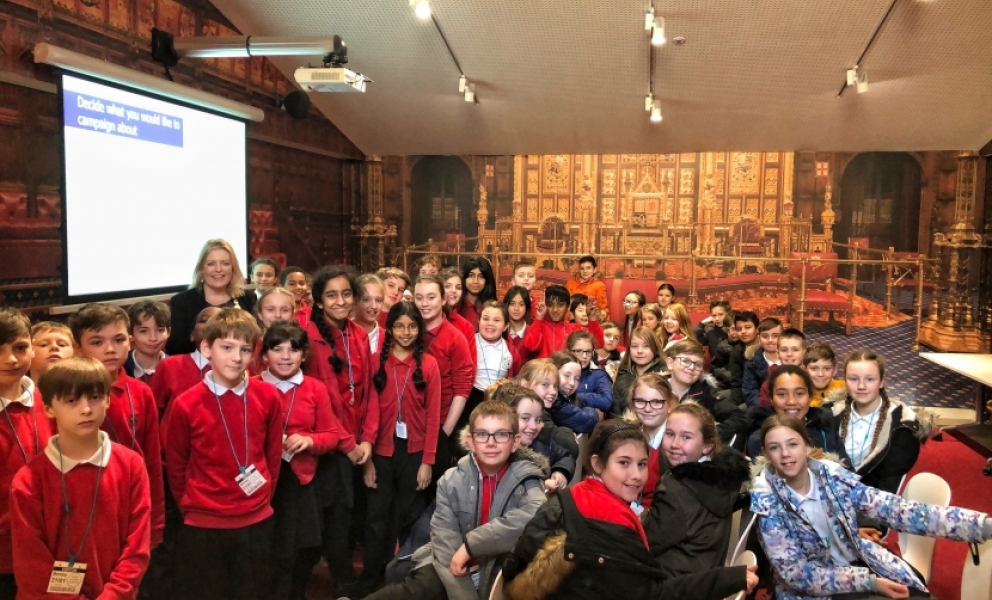 Hedge End students meet Mims in Parliament