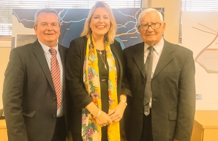 Councillor Rob Humby, Executive Member for Environment and Transport at Hampshire County Council; Mims Davies MP; Airport Consultative Committee Chair Godfrey Olson OBE.