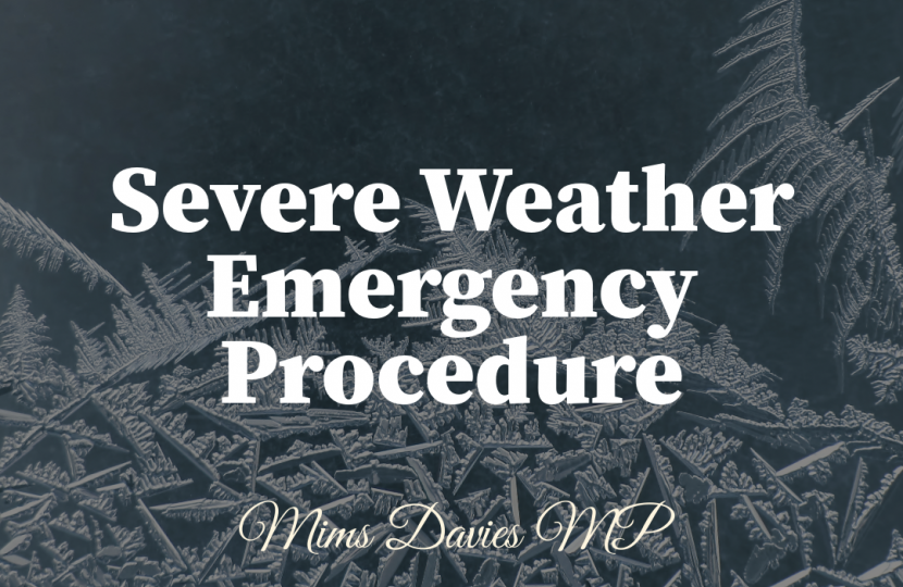 Mims Davies MP Shares Mid Sussex District Council trigger Severe Weather Emergency Procedure
