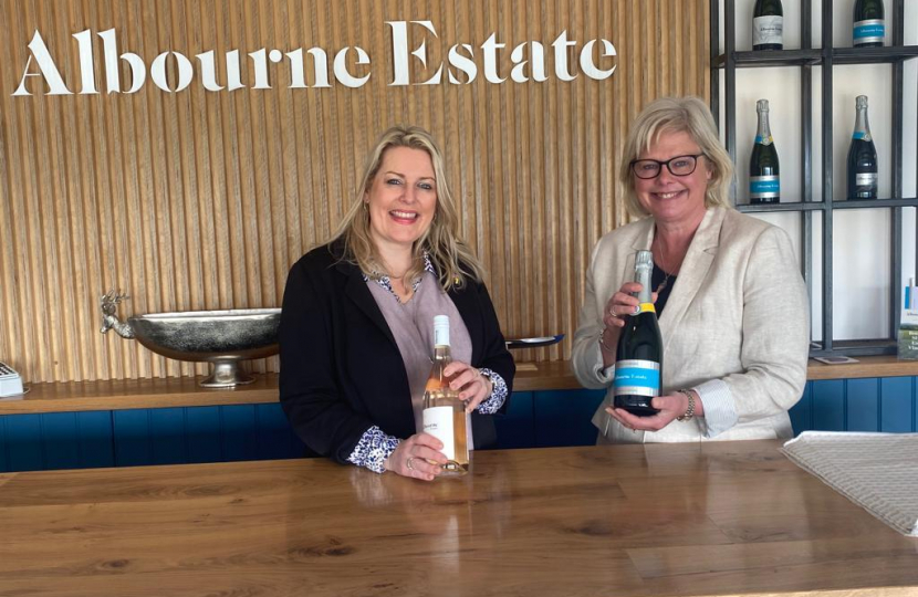 Mims Davies MP and Cllr Judy Llewelyn-Burke at a recent visit to Albourne Estate as part of English Tourism Week in March 2022.jpeg