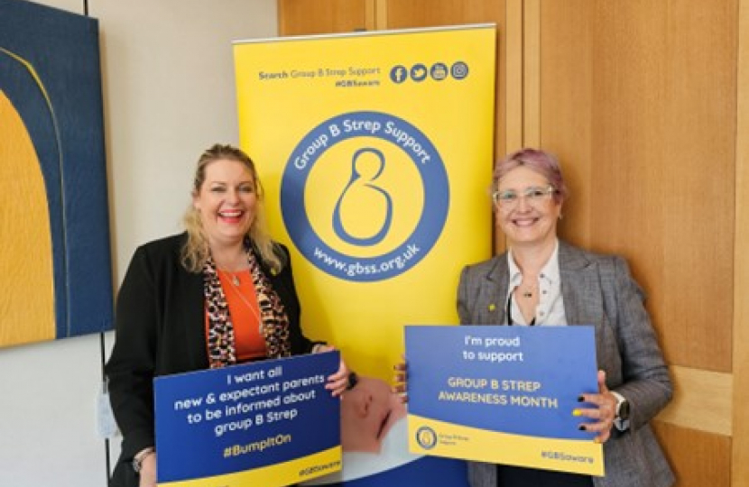 Mims Davies MP and Jane Plumb, Chief Executive of Group B Strep Support