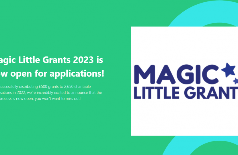 Mims Davies MP is pleased to share the news that Magic Little Grants is open for applications