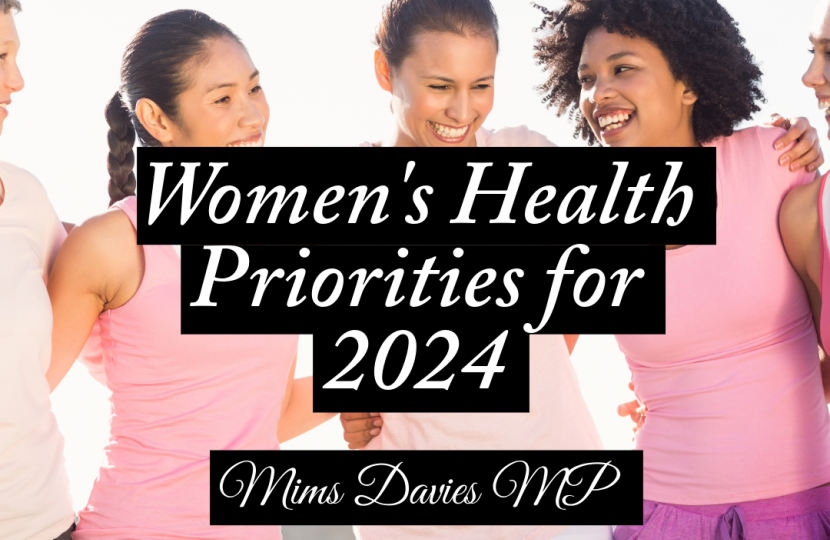 Mims Davies MP Welcomes new Women's Health Priorities for 2024