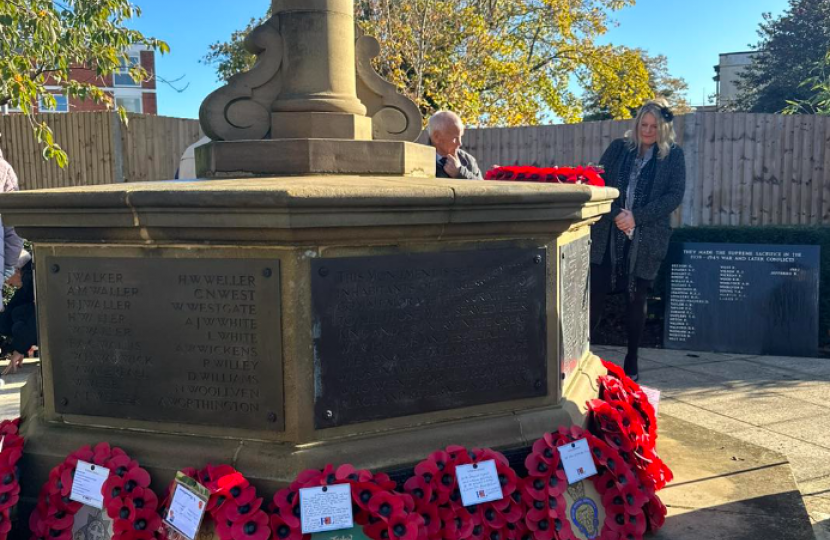Mims Davies MP Lays a Remembrance Cross in Burgess Hill for Armistice Day