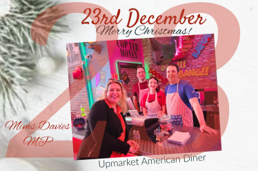 On the 23rd Day of Christmas, Mims Davies MP presents - Upmarket American Diner