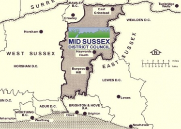 Burgess Hill and East Grinstead map