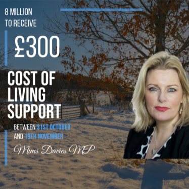 Mims Davies MP Announces Cost of Living Support ahead of Winter
