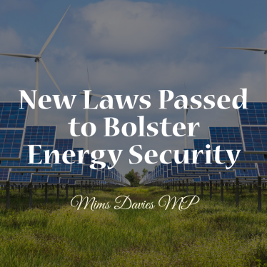 Mims Davies MP Announces New Laws Passed to Bolster Energy Security