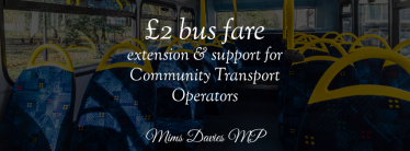 Mims Davies MP Supports £2 Fare Cap extension & support for Community Transport Operators