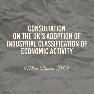 Mims Davies MP Encourages Residents to Take Part in Consultation on UK adoption of industrial classification of economic activity